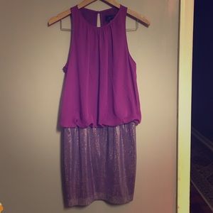 Aqua Purple Crepe and Sequins dress